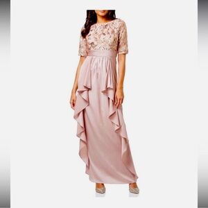 NEW WITH TAGS Adrianna Papell Rose Gold Maxi Dress